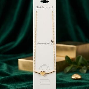 Stainless Steel Gold Heart Necklace - Elegant Women’s Jewelry